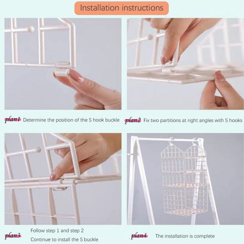 Gencuoir Foldable Closet Organizer,2-Layer Plastic Hanging Organizer Closet Organizer Hanging for Bathroom&Kids roomCan fit Sweater Shoes Tote Bag(Beige )