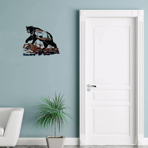 Metal Decor Bear Metal Wall Art Trees Personality Black Bear Animal Decoration For Living Room Metal Decor Art