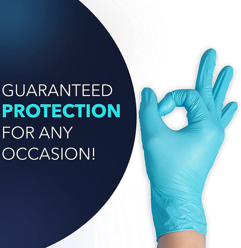 Huayuan Powder-Free Nitrile Disposable Exam Gloves, Industrial Medical Examination, Latex Free Rubber, Non-Sterile, Food Safe, Textured Fingertips, Ultra-Strong, 100 Pack, Blue Size Extra-Large