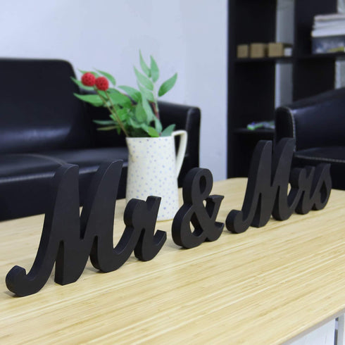 Bloobloomax 6 Inches High Wooden Mr and Mrs Sign Rustic Mr & Mrs Letters Wedding Signs,Photo Props,Party Table,Top Dinner,Rustic Wedding Decorations (Black)