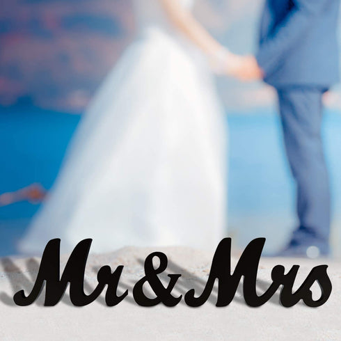 Bloobloomax 6 Inches High Wooden Mr and Mrs Sign Rustic Mr & Mrs Letters Wedding Signs,Photo Props,Party Table,Top Dinner,Rustic Wedding Decorations (Black)