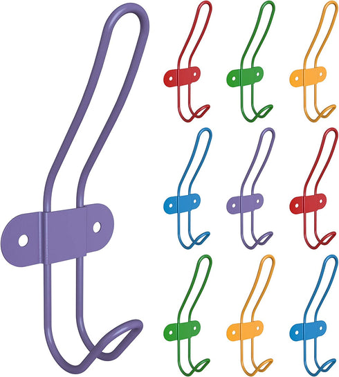 Tibres - Kids Wall Coat Hooks for Girls and Boys for Jackets Clothes Hats Backpacks Robes and Towels - Children Colorful Wall Mounted Hanger Hooks for Use in Nursery Bedroom and Bathroom - Set of 10