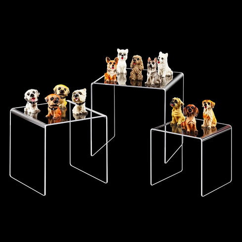 CECOLIC Clear Acrylic Riser Display Stand, Acrylic Display Riser Stand Shelf for Pops Figures, Amiibo, Jewelry, Candy, Cupcake, Dessert (5x6x7'')