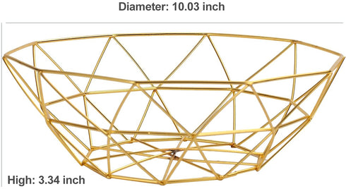 WORTHBUY Gold Fruit Bowl Decorative Bowl For Centerpieces Fruit Basket For Kitchen Counter Fruit Holder Round Metal Basket