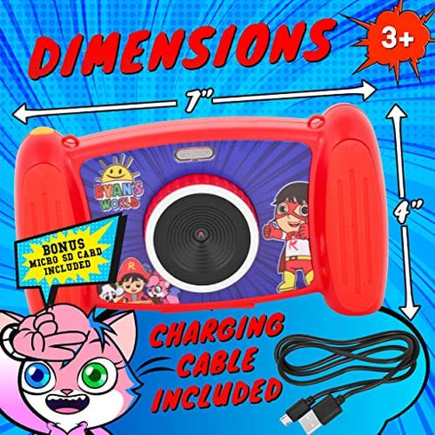 FirstTrends Ryan’s World Interactive Camera for Kids, Fun Rechargeable Camera for Children with Video, 4 x Zoom Camera, MP3 Player, Cool Games & More- SD Card Included- Retro Toy for Kids Aged 3+