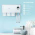 Pretigo Toothbrush Holder Easy Install Large Capacity Storage, with Cosmetic Drawer Organizer and Toothbrush Rack, Integrated with Automatic Toothpaste Dispenser, Space Saving with Magnetic Cup Design
