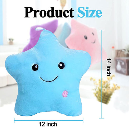 KAHEAUM Creative Twinkle Star Glowing LED Night Light Up Plush Pillows Stuffed Toys Birthday Gifts for Toddlers Kid Children Friends,Couch Bed Throw Pillows Decorative Light Blue Throw Pillow Covers