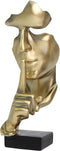 prosfalt Silence is Golden,Thinker Statue Abstract Art Figurine, Modern Home Resin Sculptures for Home Office Bookshelf Desktop Decor Accent, 11.2 Inches(Gold)