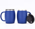 Stainless Steel Insulated Coffee Mugs Set of 2 (14oz) Double Wall Coffee Cups With Spill Resistant Lid & Strong Handle Shatterproof Cups for Cold Drinks & Hot Beverages - for Indoor & Outdoor Use