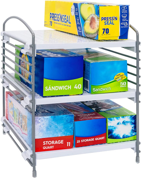 Qboid SP Aluminum Foil Organization and Storage Multifunctional Caddy Organizer for Kitchen Pantry, Countertop, Cabinet Premium Steel Construction with Plastic Panels Kitchen Cabinet Organizer Size: 10.2"L x 8.3"W x 11"H, White