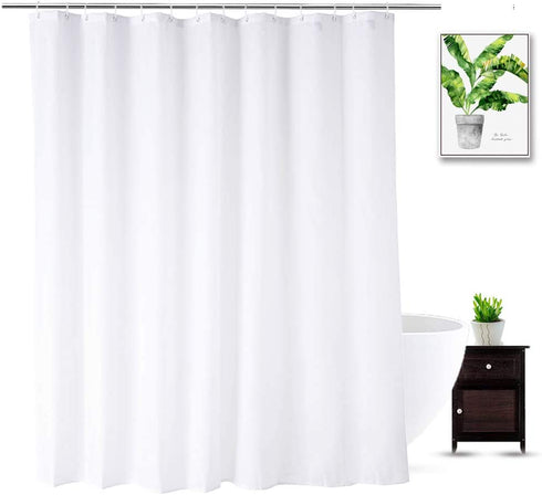 WellColor Extra Wide Shower Curtain Liner 84 x 72 Inch,Fabric Shower Curtain Liner for Bathroom Curtain,Hotel Quality,Water Repellent, White