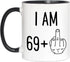 Funny 70th Birthday Gifts - I Am 69 Plus Middle Finger Coffee Mug - Gag Novelty Cup - Seventieth Birthday Party - Adult Birthday Presents (11oz, black handle)