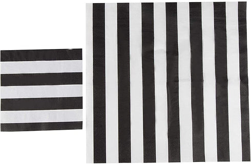 Black and White Party Bundle, Includes Plates, Napkins, Cups, and Cutlery (24 Guests,144 Pieces)
