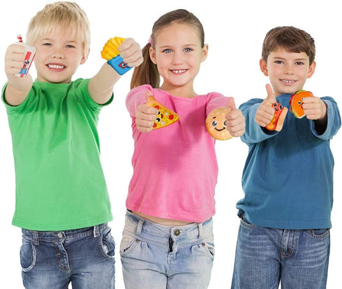 ArtCreativity Fast Food Squeeze Toys for Kids, Set of 6, Super Soft Slow Rising Stress Relief Toys in 6 Cute Designs, Squeezable Birthday Party Favors and Goodie Bag Fillers