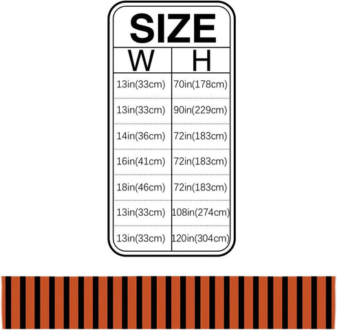 Orange and Black Stripes Cotton and Linen Table Runners 18x72in, Table Cover Dresser Ethnic Halloween Washable Table Decor for Kitchen Party Wedding Gathering