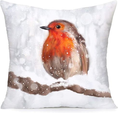 Royalours Pillow Covers Cardinal Snow Branch Pattern Super Soft Throw Pillow Case Cushion Cover Home Sofa Winter Red Bird Decorative Pillowcase 18 X 18 Inches (Winter Bird2)