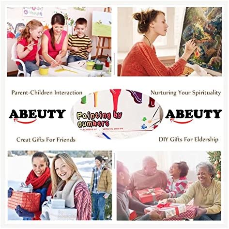 ABEUTY Paint by Numbers for Kids, Two Dogs, Puppy Puppies Animals Framed Canvas Ages 4+ (Dogs)
