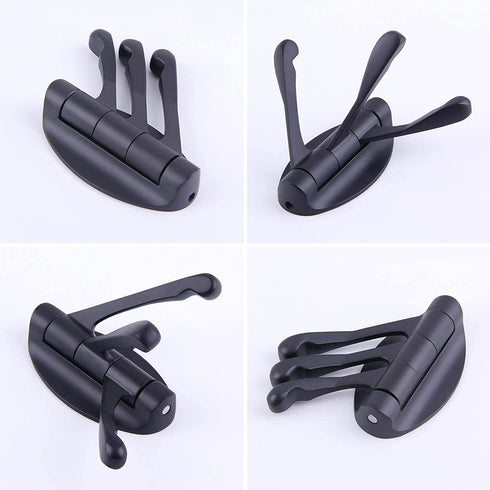 Towel Hook Matte Black 2 PCS, Angle Simple Metal Swivel Folding Robe Hook, Hand Towel Holder, Heavy Duty Clothes Hanger for Bathroom RV Wall Mount