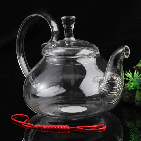 Hemoton Glass Teapot 600ml Teapot Glass Pitcher Clear Crystal Teapot with Raised Handle Transparent Tea Ware for Blooming Loose Leaf Carafe
