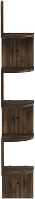 Furinno Rossi Wall Mount Floating Corner Shelf, 5-Tier Radial, Columbia Walnut
