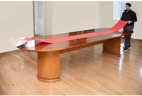 Exquisite 54 Inch X 100 Feet Emerald Green Plastic Table Cover Roll in A Cut - to - Size Box with Convenient Slide Cutter. Cuts Up to 12 Rectangle 8 Feet Plastic Disposable Tablecloths