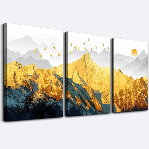 golden mountain abstract Wall Art for Bedroom Canvas Prints abstract Landscape painting Artwork Bathroom Wall Décor Abstract Pictures Home wall Decorations for Living Room Office kitchen Decoration
