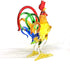 ZOOCRAFT Chicken Figurines Collectibles Hand Blown Glass Rooster Set of 2