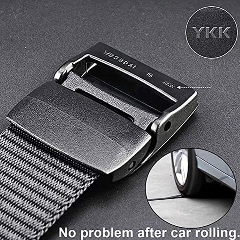 WYUZE 2 Pack/ 3 Pack Nylon Belts for Men, No Metal Military Belt Web 1.5" Adjustable Casual Belt with Plastic Buckle