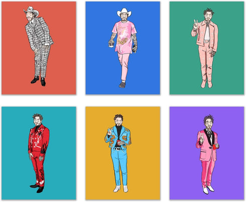 Post Malone Wall Art Decor Prints - Set Of 6 (8x10) Inch Poster Photos