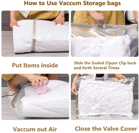makeups35 Vacuum Storage Bags, Space Saver Bags with Hand Pump for Travel! Vacuum Storage Compression Bag for Clothes, Bedding, Towel, Blankets, Pillows, Comforters, 80% More Storage(3 Jumbo&3 Small)