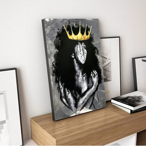 Black Queen Wall Art African American Black Queen Girl Canvas Wall Art African Black Art Prints Painting Abstract Contemporary Canvas Poster Home Decor for Bedroom Living Room Bar Hotel Wall Decor UNFRAMED