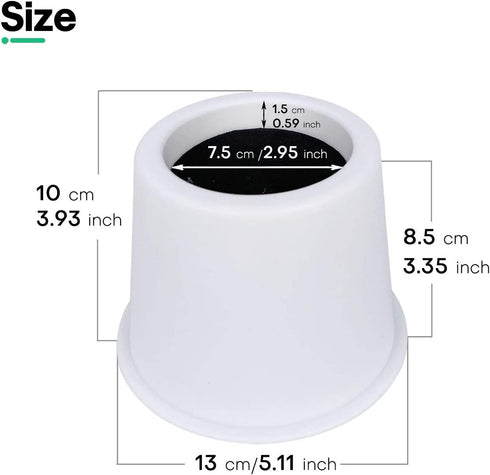 aspeike 4 Inch Round Bed and Furniture Risers, 4 Pieces Plastic Bed Lifts, Lifts Up to 1760 LBs, Durable and Stable, Bed Couch Sofa Chair Desk or Table Risers (White)