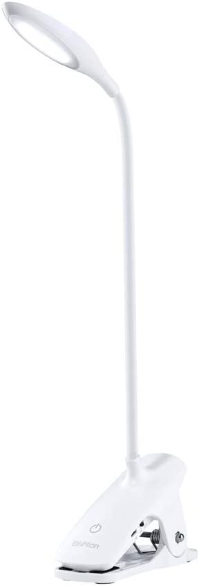 Brivation LED Desk Lamp with USB Charging Port, Clip Lamp for Desk, Portable Eye-Care Desk Light, Flexible Gooseneck USB Rechargeable, 3 Dimming Levels, Touch Control