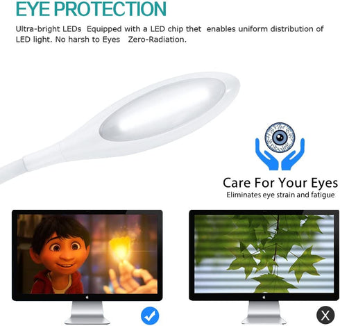 Brivation LED Desk Lamp with USB Charging Port, Clip Lamp for Desk, Portable Eye-Care Desk Light, Flexible Gooseneck USB Rechargeable, 3 Dimming Levels, Touch Control