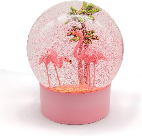 ANGELLOONG Pink Flamingo Snow Globe for Kids Girls, Originality 3D Flamingo Glitter Glass Snow Globes for Valentines Home Decor, 100MM