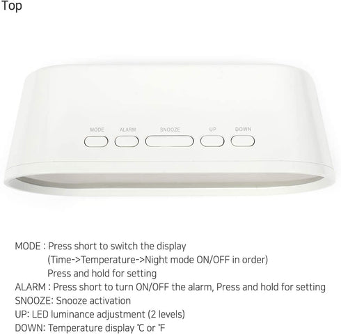 mooas Pop Mirror LED Alarm Desk Clock, LED Clock, Alarm/Snooze, Temperature Clock (Pink)