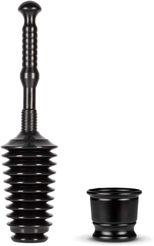 Master Plunger MP500-B3 Heavy Duty Bathroom Toilet Plunger Kit with Short Bucket/Caddy. Equipped with Air Release Valve, Black