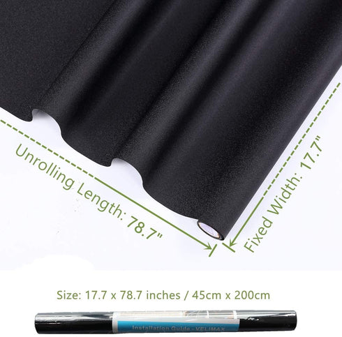 VELIMAX Static Cling Total Blackout Window Film Privacy Room Darkening Window Tint Black Window Cover 100% Light Blocking No Glue (17.7 x 78.7 inches)