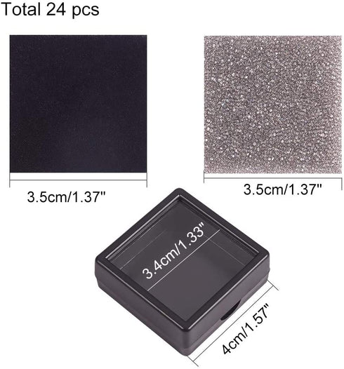 BENECREAT 24PCS Black Gemstone Display Box Jewelry Box Container with Clear Top Lids 1.57 x 0.6 Inch for Gems, Coins, Jewelry Gift Packing