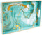MAONAME Plastic Decorative Tray, Rectangular Marbling Tray with Handles, Coffee Table Serving Tray for Ottoman, Bathroom, Storage | 15.7" Lx 10.2" W X 1.57" H