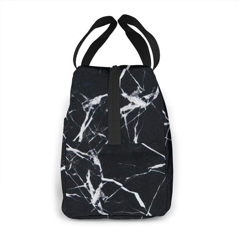 antspuent Marble Black Lunch Bag for Women Girls Kids Insulated Picnic Pouch Thermal Cooler Tote Bento Large Meal Prep Cute Bag Big Leakproof Soft Bags for Lunch Box, Camping, Travel, Fishing