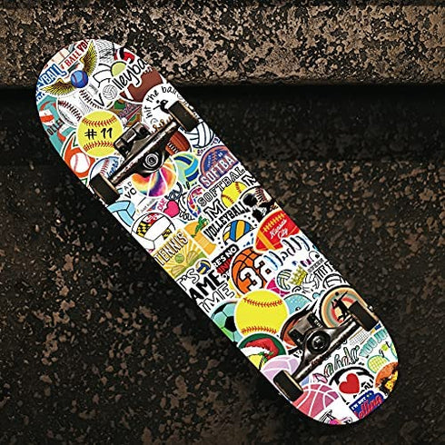 100PCS Sports Stickers, Volleyball Basketball Football Stickers Mixed Vinyl Waterproof Stickers for Water Bottles Laptop Computer Skateboard MacBook for Teens and Adults