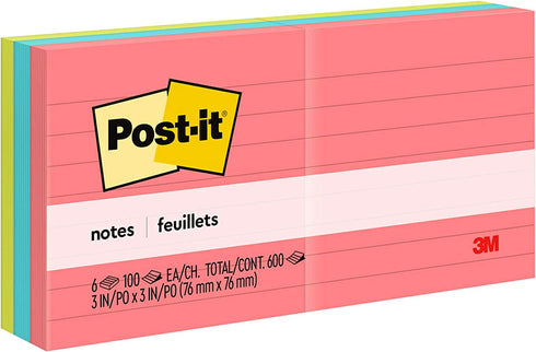 Post-it Notes, 4x6 in, 6 Pads, America's #1 Favorite Sticky Notes, Poptimistic, Bright Colors, Clean Removal, Recyclable (660-3AN)
