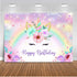 Avezano Unicorn Birthday Backdrop Gold Glitter Rainbow Unicorn Birthday Photo Background Girls Birthday Bokeh Floral Party Decorations Kids Photo Booth Gifts (7x5ft)