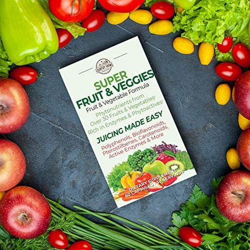 Country Farms Super Fruit and Veggies Capsules, 30 Fruits and Vegetables, 30 Servings, 60 Count (Pack of 1)