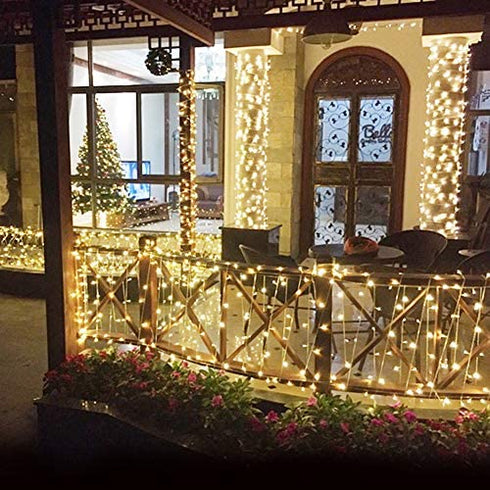 Twinkle Star LED String Lights, Plug in String Lights 8 Modes Waterproof for Indoor Outdoor Christmas Tree Wedding Party Bedroom (*Warm White, 33 ft)