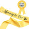 HAPPYLAND Baby Shower Decorations Yellow Sash and Tinplate Badge Mommy to Bee and Daddy to Bee Baby Shower
