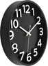 Lumuasky Large Black Wall Clock, 12 Inch Silent Non-Ticking Battery Operated Modern 3D Numbers Round Analog Decorative Clock for Living Room Bedroom Kitchen Home Office School