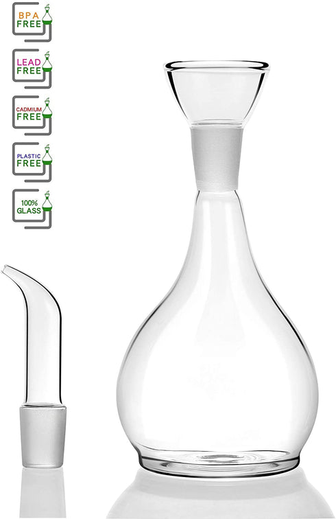 HAIZEEN 13ounce/ 380 ml Clear Glass Olive Oil Dispenser Bottle - Oil & Vinegar Cruet with Pourers and NO Funnel Needed - Olive Oil Carafe Decanter for Kitchen and BBQ