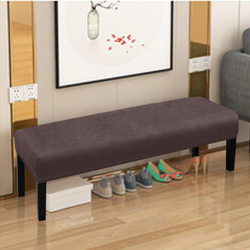 Fuloon Velvet Dining Room Bench Covers for Dining Room, Stretch Spandex upholstered Bench Slipcover, Removable Washable Bench Protectors ,Protector for Living Room, Bedroom, Kitchen (Coffee)
